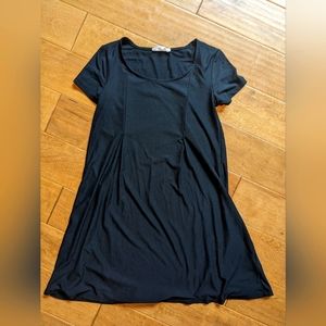 Black pleated skater dress